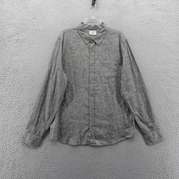 Marine Layer Hemp Blend‎ Shirt Large Gray Button Down Long Sleeve Mens Eco Soft - Picture 1 of 12